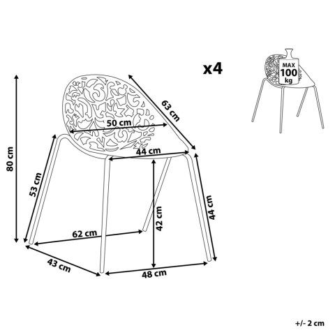 Zestaw 4 krzeseł do jadalni MUMFORD Czarny