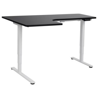 Biurko narożne lewe regulowane elektrycznie 160 x 59 cm biało-czarne DESTINES