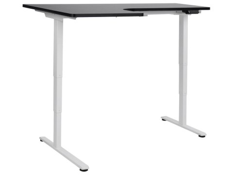 Biurko narożne lewe regulowane elektrycznie 160 x 59 cm biało-czarne DESTINES