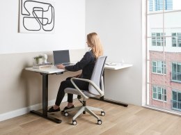 Biurko narożne prawe regulowane elektrycznie 160 x 59 cm czarno-białe DESTINES Lumarko!