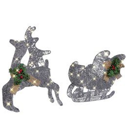 Dekoracja ogrodowa LED renifer z saniami 41 cm srebrna ENODAK Lumarko!