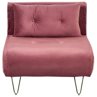 Sofa welurowa rozkładana różowa VESTFOLD
