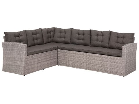 Zestaw ogrodowy ze stolikiem dla 8 osób VITERBO z poduszkami Technorattan Szary