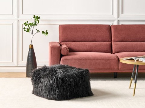 Puf futrzany 50 x 50 x 30 cm czarny MUKKI