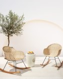 Zestaw 2 foteli bujanych LAVINIO Rattan Naturalny Lumarko!