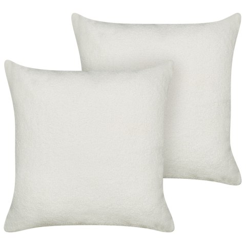 Zestaw 2 poduszek dekoracyjnych LEUZEA Boucle 60 x 60 cm Złamana biel Jednolity Lumarko!