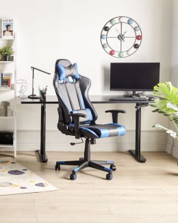 Krzesło biurowe regulowane ekoskóra czarno-niebieskie GAMER Lumarko!