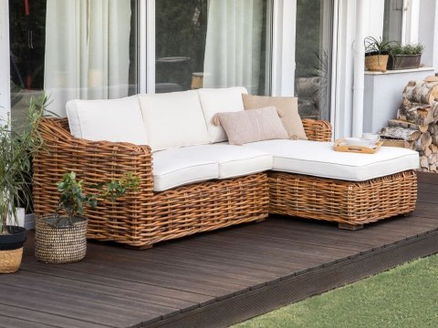 Narożnik ogrodowy dla 3 osób BRIATICO Lewostronny Rattan Naturalny