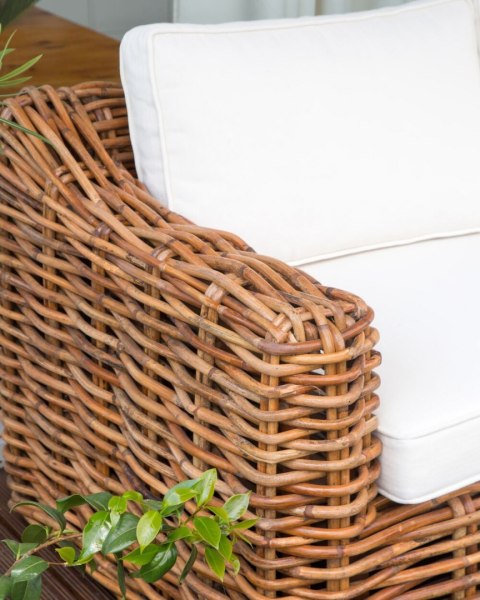 Narożnik ogrodowy dla 3 osób BRIATICO Lewostronny Rattan Naturalny