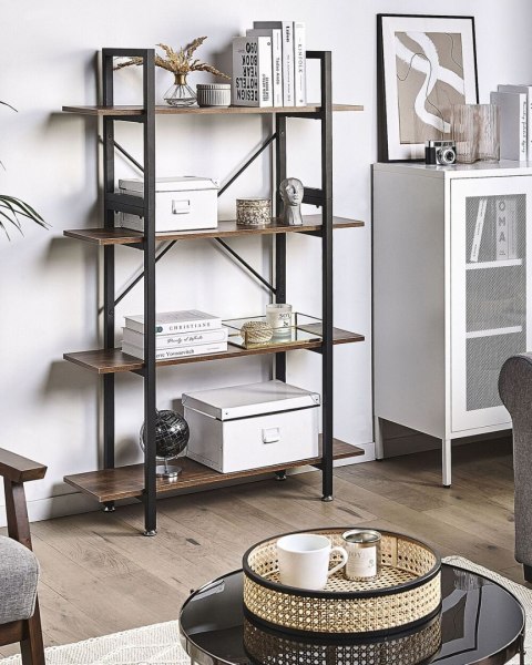 Regał 4 półki DARBY 140 cm Ciemnobrązowy