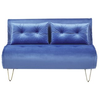 Sofa welurowa rozkładana 2-osobowa granatowa VESTFOLD