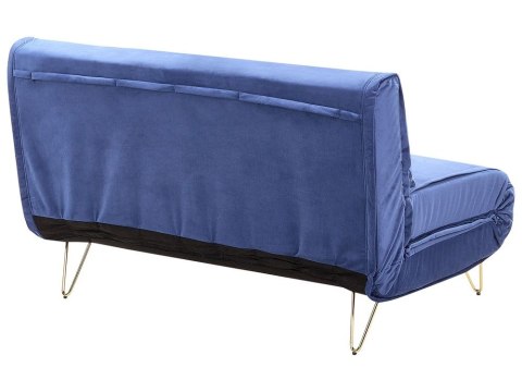 Sofa welurowa rozkładana 2-osobowa granatowa VESTFOLD