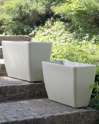 Zestaw 2 doniczek BARIS Kamień 74 cm Beżowy