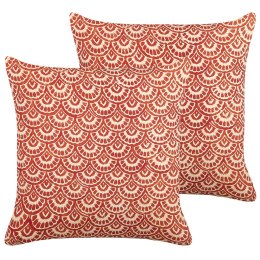 Zestaw 2 poduszek dekoracyjnych RHUS Bawełna 45 x 45 cm Czerwony Wzór geometryczny Lumarko!
