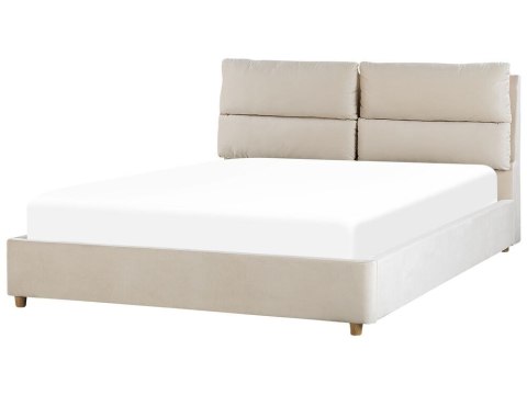 Łóżko z pojemnikiem Welur BATILLY 160 x 200 cm Jasnobeżowy