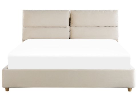 Łóżko z pojemnikiem Welur BATILLY 160 x 200 cm Jasnobeżowy