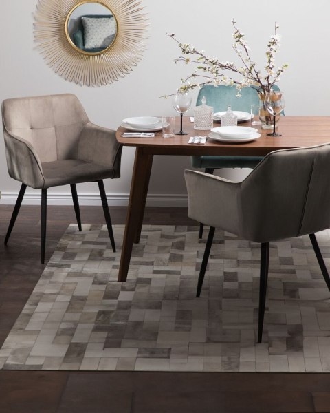 Zestaw 2 krzeseł do jadalni JASMIN Welur Beżowoszary