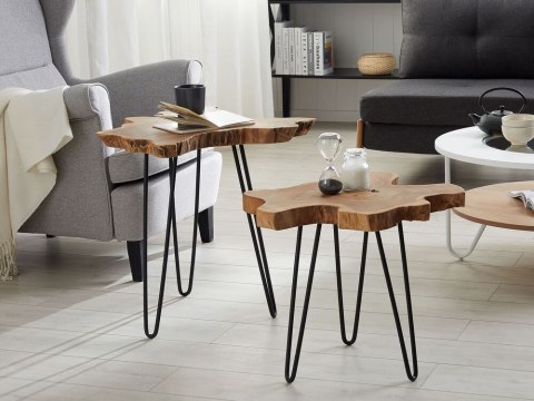 Zestaw 2 stolików pomocniczych ciemne drewno z czarnym CAMROSE