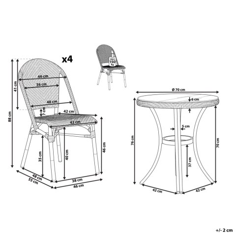 Zestaw ogrodowy dla 4 osób RIFREDDO Technorattan Niebieski