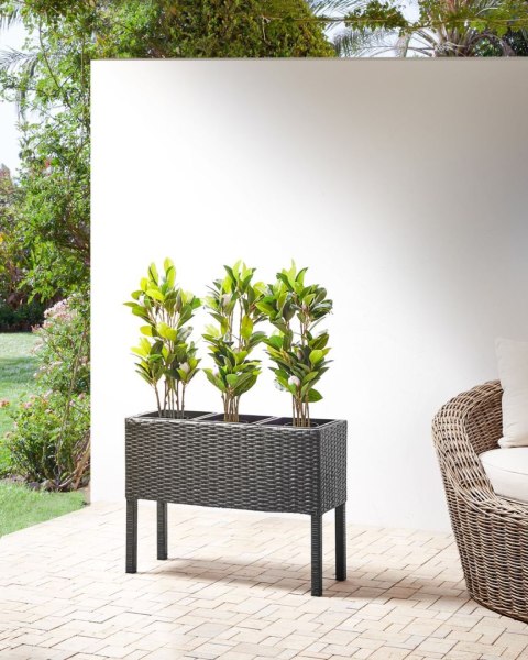 Doniczka na nóżkach CARAGANA Technorattan 77 cm Czarny