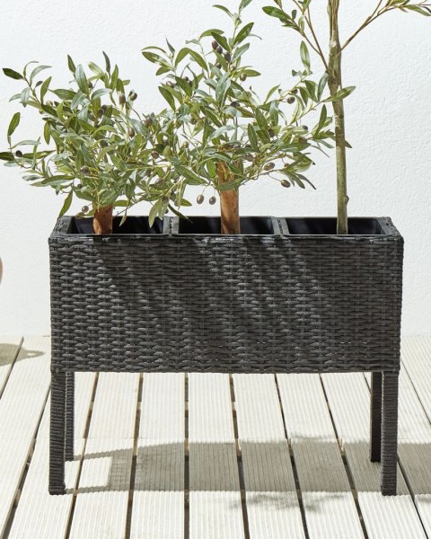 Doniczka na nóżkach CARAGANA Technorattan 77 cm Czarny