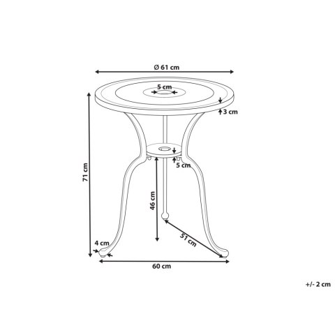 Stolik ogrodowy metalowy ø 61 cm biały DASCIO