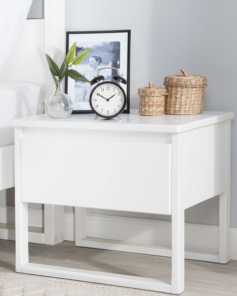 Szafka nocna 1 szuflada GIULIA Drewno sosnowe Biały