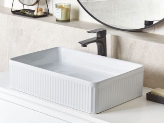 Umywalka nablatowa ceramiczna 50 x 34 cm biała GELDO