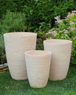 Zestaw 2 doniczek CAMIA Kamień 51 cm Beżowy
