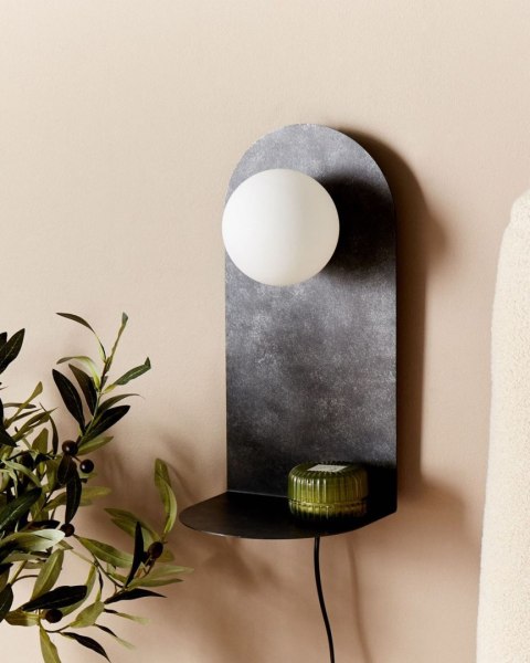 Lampa ścienna MAPI Z półką Metal Grafitowy
