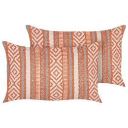 Zestaw 2 poduszek dekoracyjnych INULA Bawełna 30 x 50 cm Pomarańczowy Wzór geometryczny Lumarko!