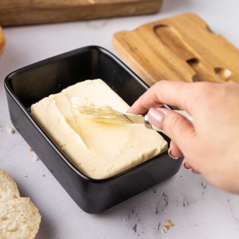 MASELNICZKA PORCELANOWA Z NOŻYKIEM KLAUSBERG KB-7784 CZARNA Lumarko!