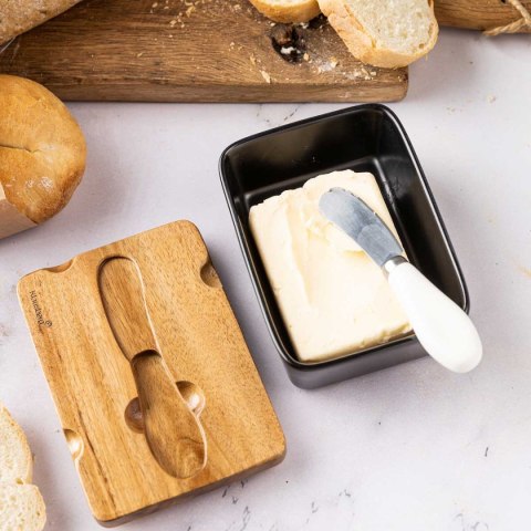 MASELNICZKA PORCELANOWA Z NOŻYKIEM KLAUSBERG KB-7784 CZARNA Lumarko!