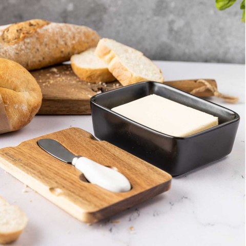 MASELNICZKA PORCELANOWA Z NOŻYKIEM KLAUSBERG KB-7784 CZARNA Lumarko!