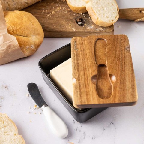 MASELNICZKA PORCELANOWA Z NOŻYKIEM KLAUSBERG KB-7784 CZARNA Lumarko!