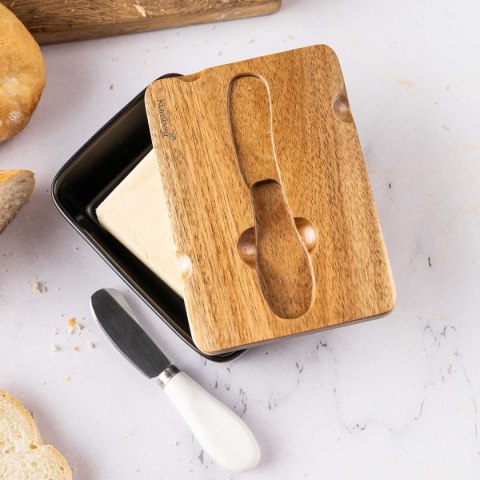 MASELNICZKA PORCELANOWA Z NOŻYKIEM KLAUSBERG KB-7784 CZARNA Lumarko!