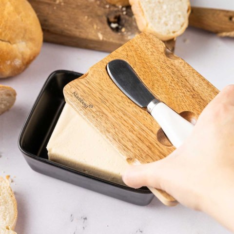 MASELNICZKA PORCELANOWA Z NOŻYKIEM KLAUSBERG KB-7784 CZARNA Lumarko!