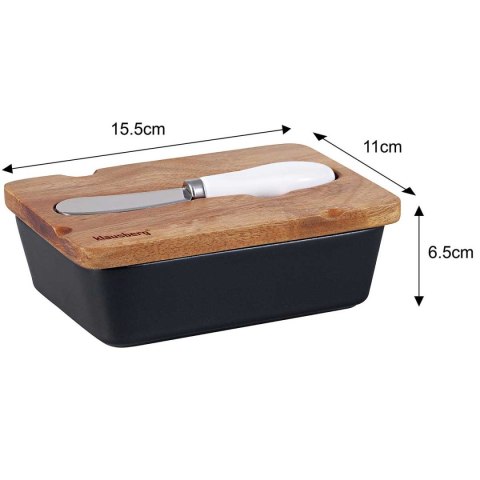 MASELNICZKA PORCELANOWA Z NOŻYKIEM KLAUSBERG KB-7784 CZARNA Lumarko!