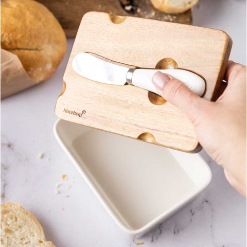 MASELNICZKA PORCELANOWA Z NOŻYKIEM KLAUSBERG KB-7785 BIAŁA Lumarko!