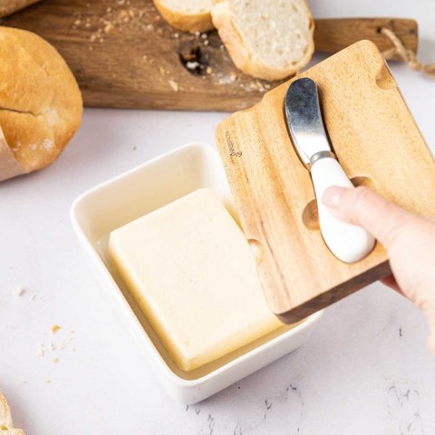 MASELNICZKA PORCELANOWA Z NOŻYKIEM KLAUSBERG KB-7785 BIAŁA Lumarko!