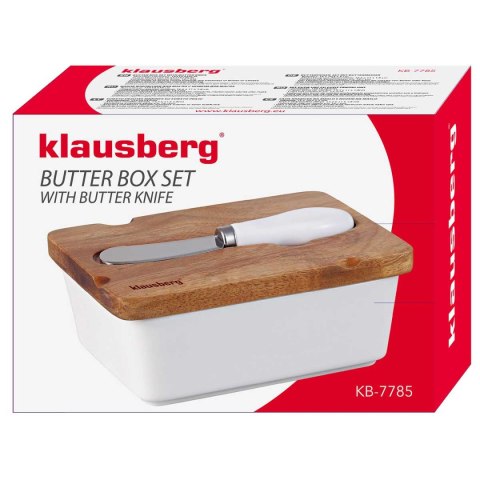 MASELNICZKA PORCELANOWA Z NOŻYKIEM KLAUSBERG KB-7785 BIAŁA Lumarko!