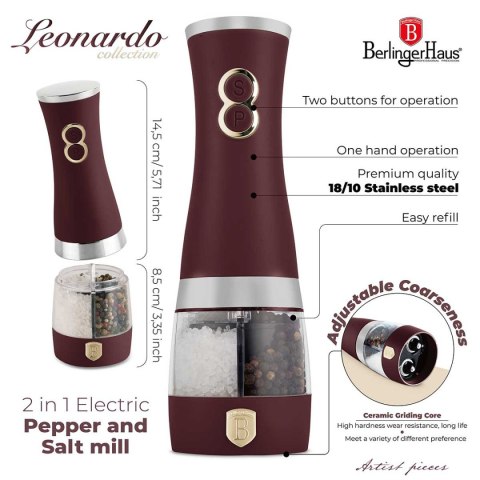 Młynek Elektryczny Do Do Pieprzu I Soli Berlinger Haus Bh-9644 Leonardo Lumarko!