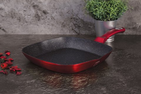 PATELNIA GRANITOWA GRILLOWA 28cm BERLINGER HAUS RED METALLIC LINE BH-1271 Lumarko!