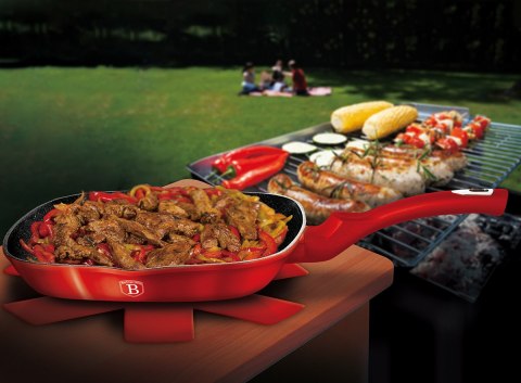 PATELNIA GRANITOWA GRILLOWA 28cm BERLINGER HAUS RED METALLIC LINE BH-1271 Lumarko!