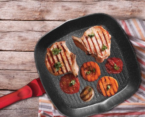 PATELNIA GRANITOWA GRILLOWA 28cm BERLINGER HAUS RED METALLIC LINE BH-1271 Lumarko!