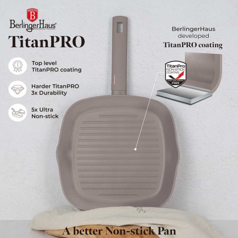 PATELNIA GRILLOWA TYTANOWA 28cm BERLINGER HAUS BH-8096 TAUPE Lumarko!