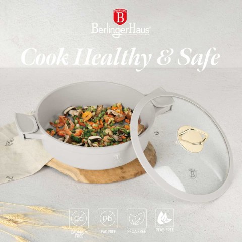PŁASKI GARNEK TYTANOWY Z POKRYWĄ 28cm BERLINGER HAUS BH-7785 SAHARA Lumarko!