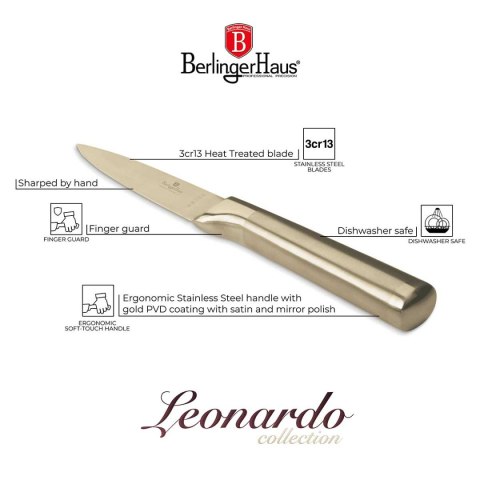 STALOWY NÓŻ DO OBIERANIA BERLINGER HAUS 9,5cm BH-2933 GOLD Lumarko!