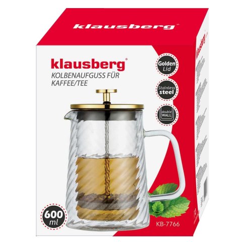 ZAPARZACZ TŁOKOWY DO KAWY/HERBATY TERMICZNY 600ml KLAUSBERG KB-7766 Lumarko!