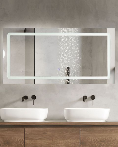 Lustro łazienkowe LED BENOUVILLE 120 cm 60 cm Srebrny